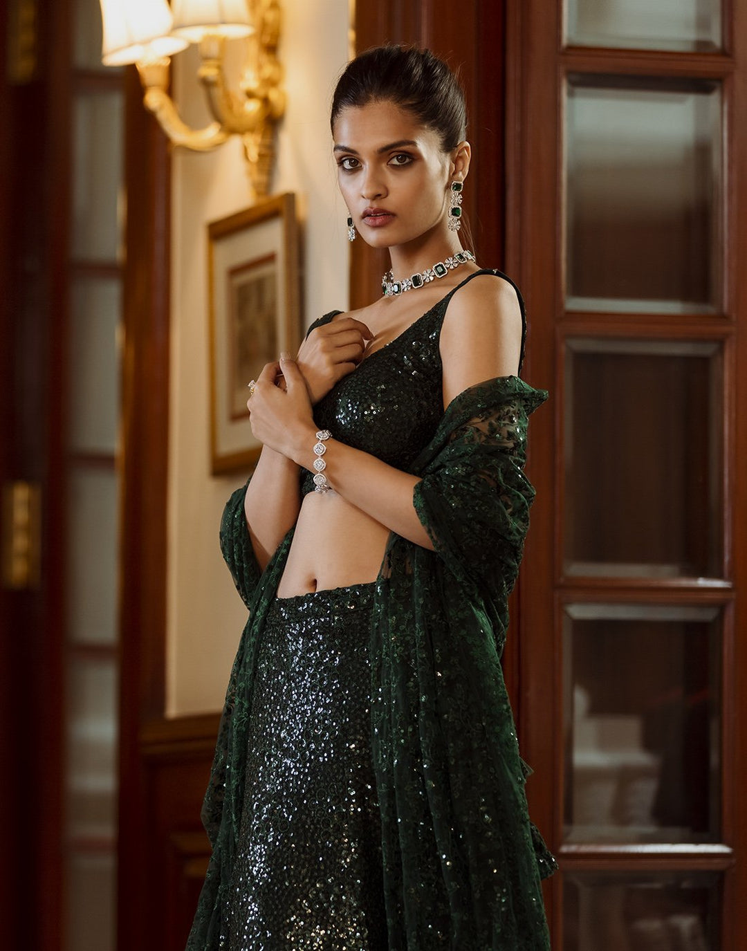 Sequence Embroidered Net Lehenga With Choli And Net Dupatta