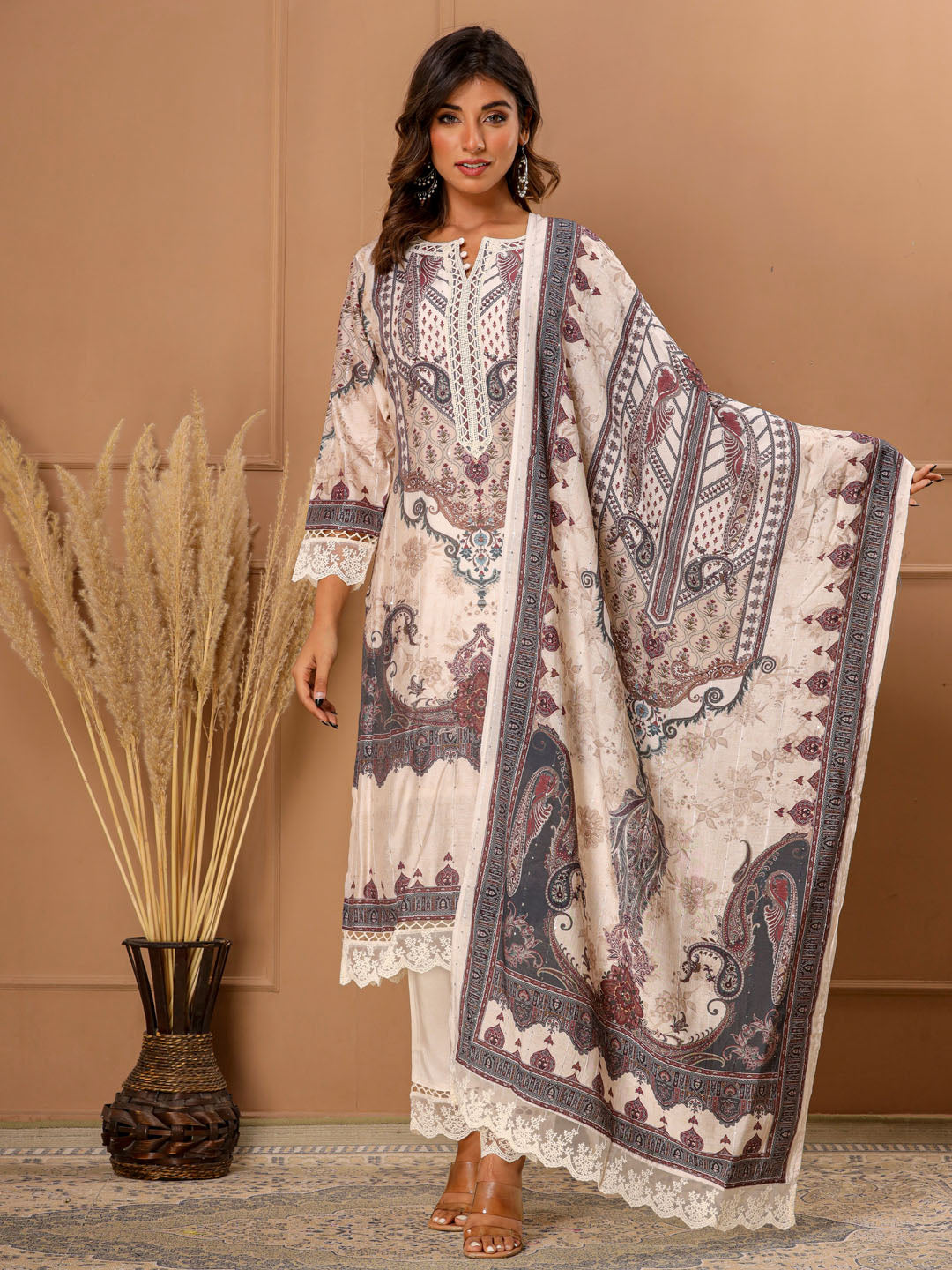 Printed Cotton Suit Set With Dupatta