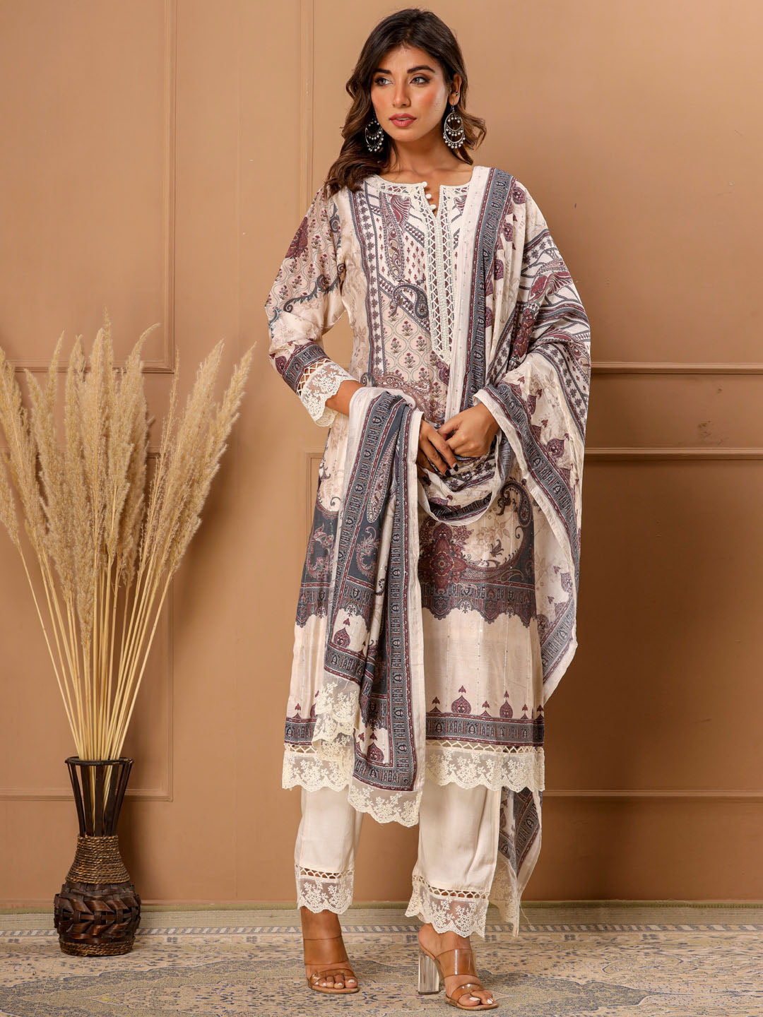 Printed Cotton Suit Set With Dupatta