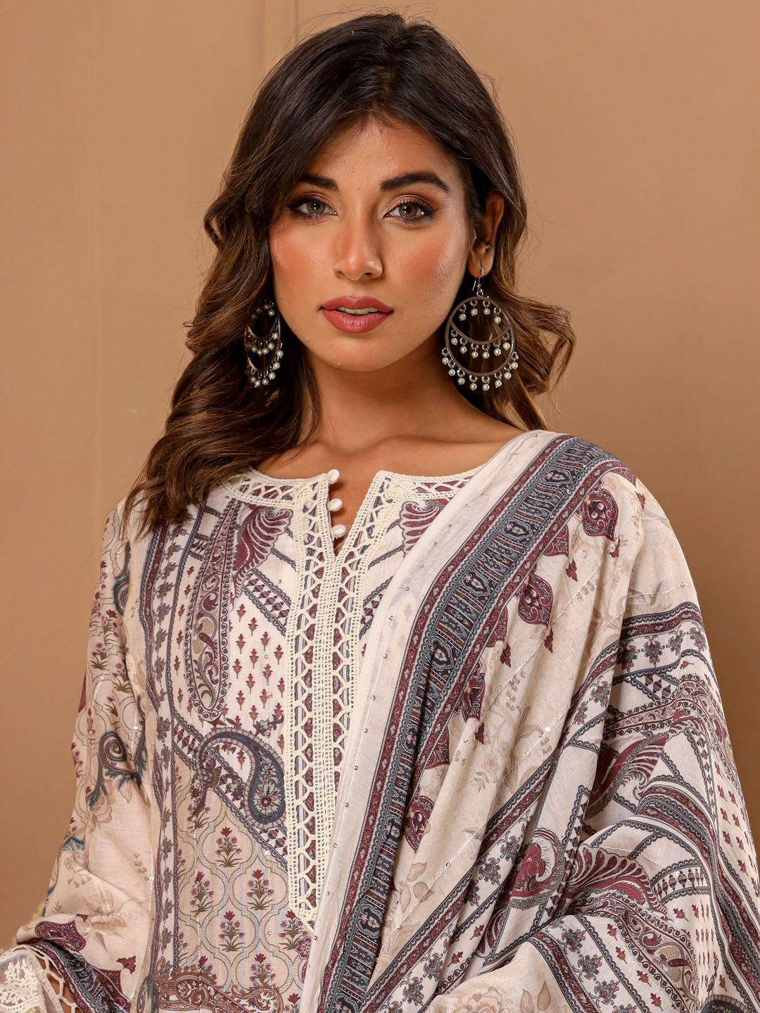 Printed Cotton Suit Set With Dupatta