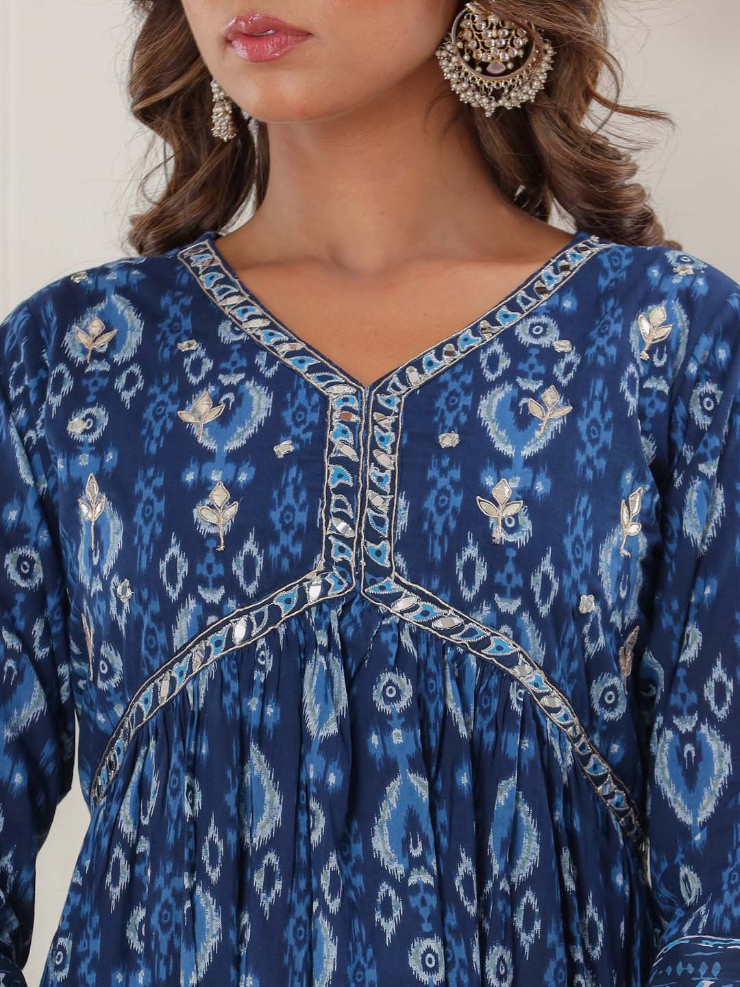 Floral Printed Cotton Kurta With Pants &amp; Dupatta