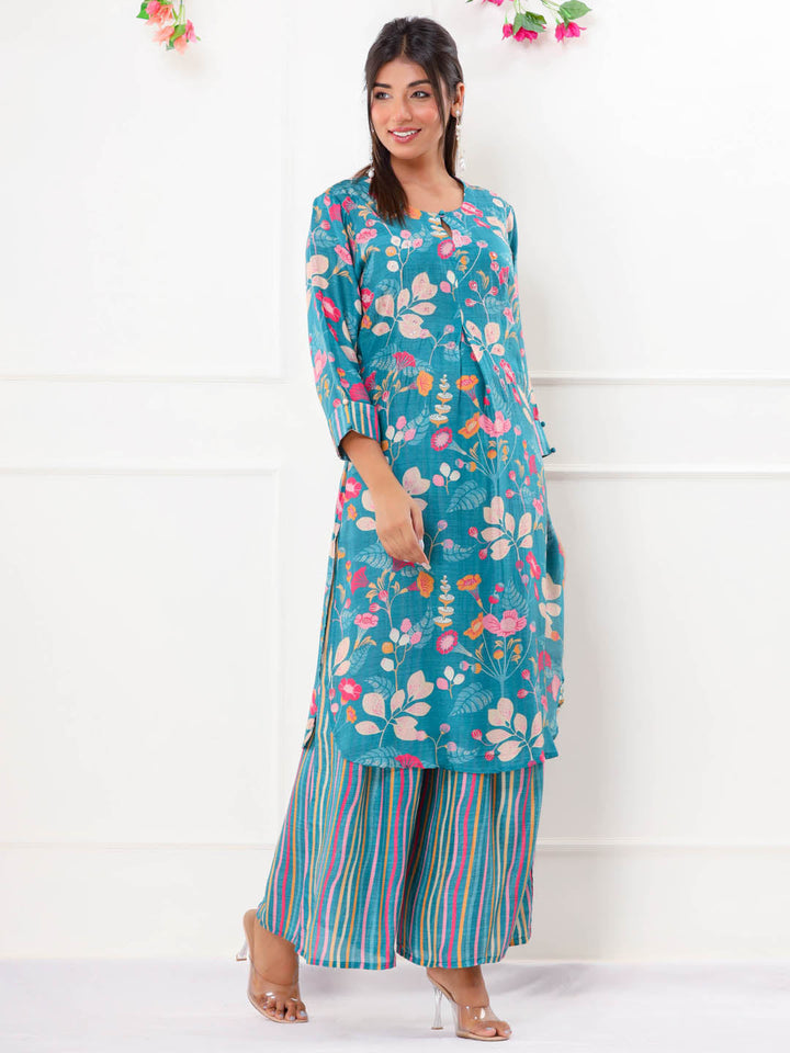 Floral Printed Muslin Kurta With Palazzo