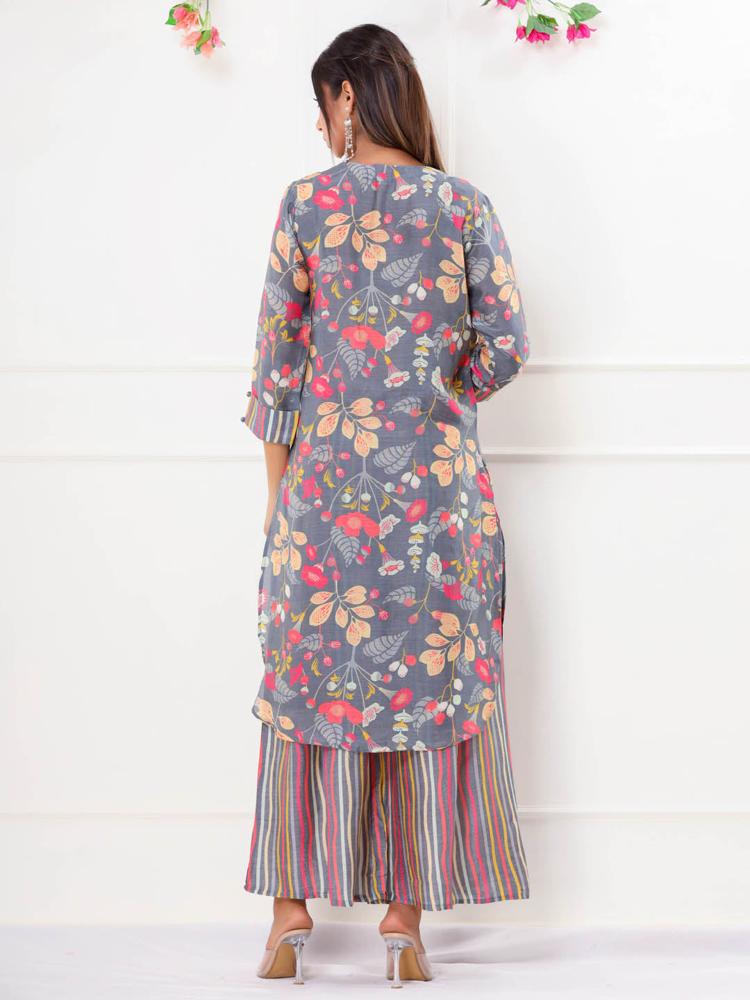 Floral Printed Muslin Kurta With Palazzo