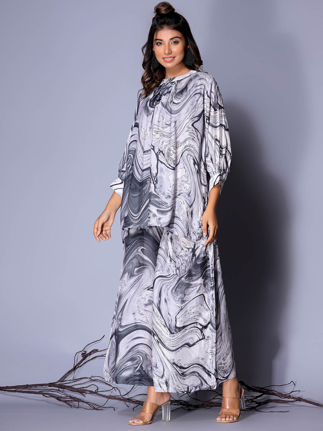 Floral Printed Muslin Kurta With Palazzo