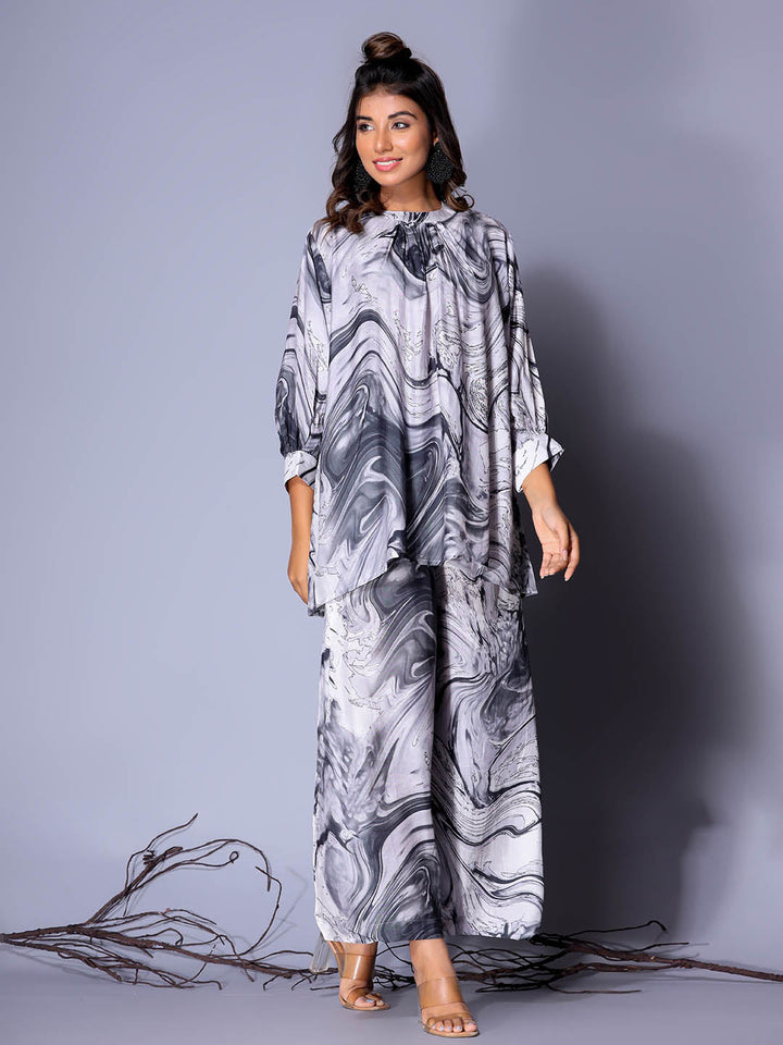 Floral Printed Muslin Kurta With Palazzo