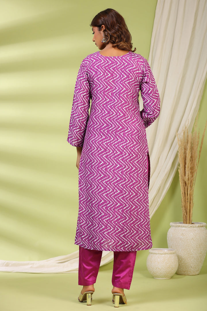 Printed Muslin Kurta With Pants &amp; Dupatta