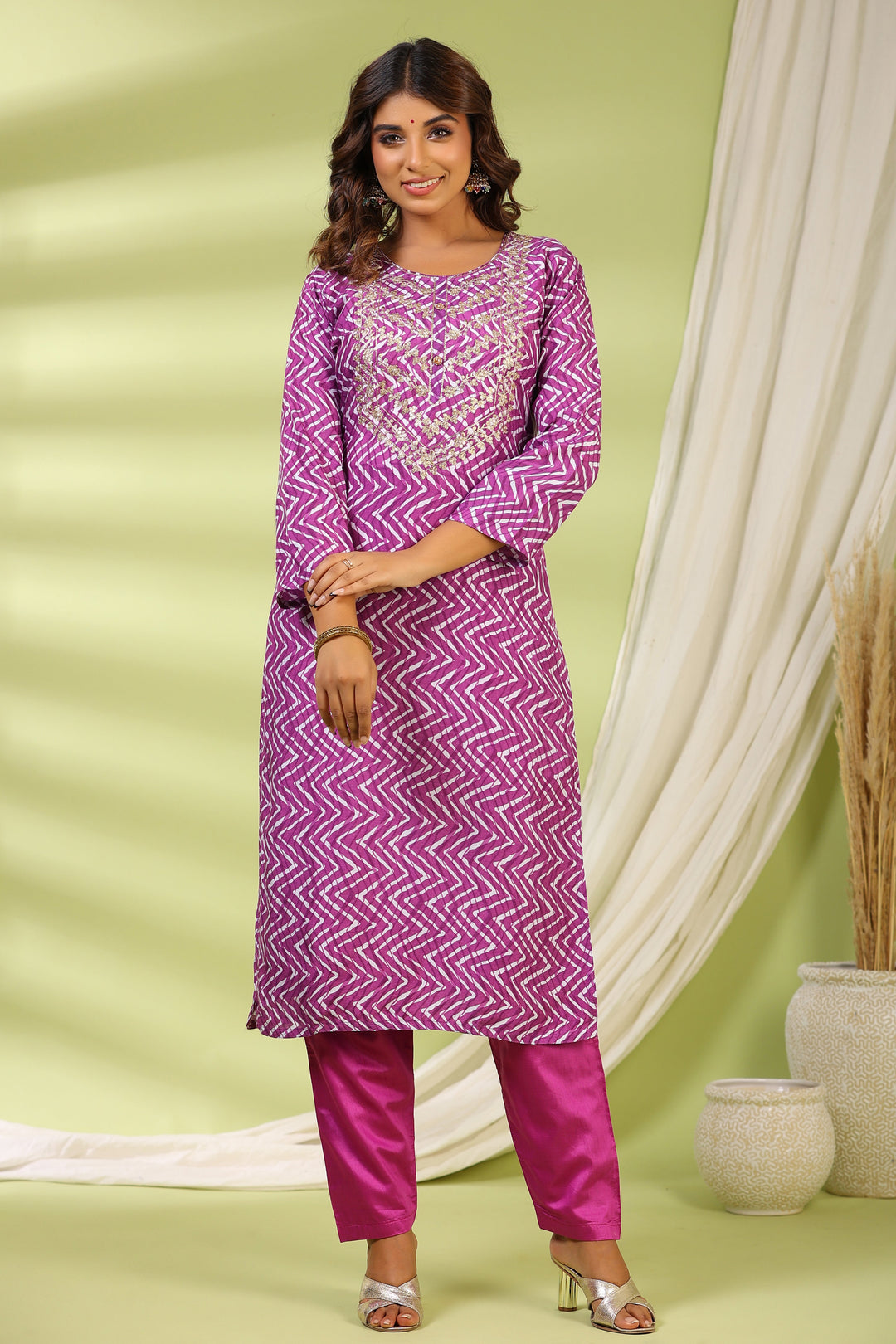 Printed Muslin Kurta With Pants &amp; Dupatta