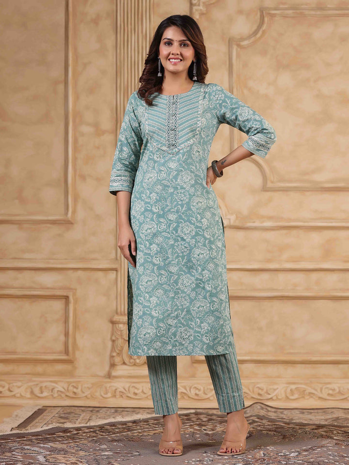 Floral Printed Kurta With Pants &amp; Dupatta