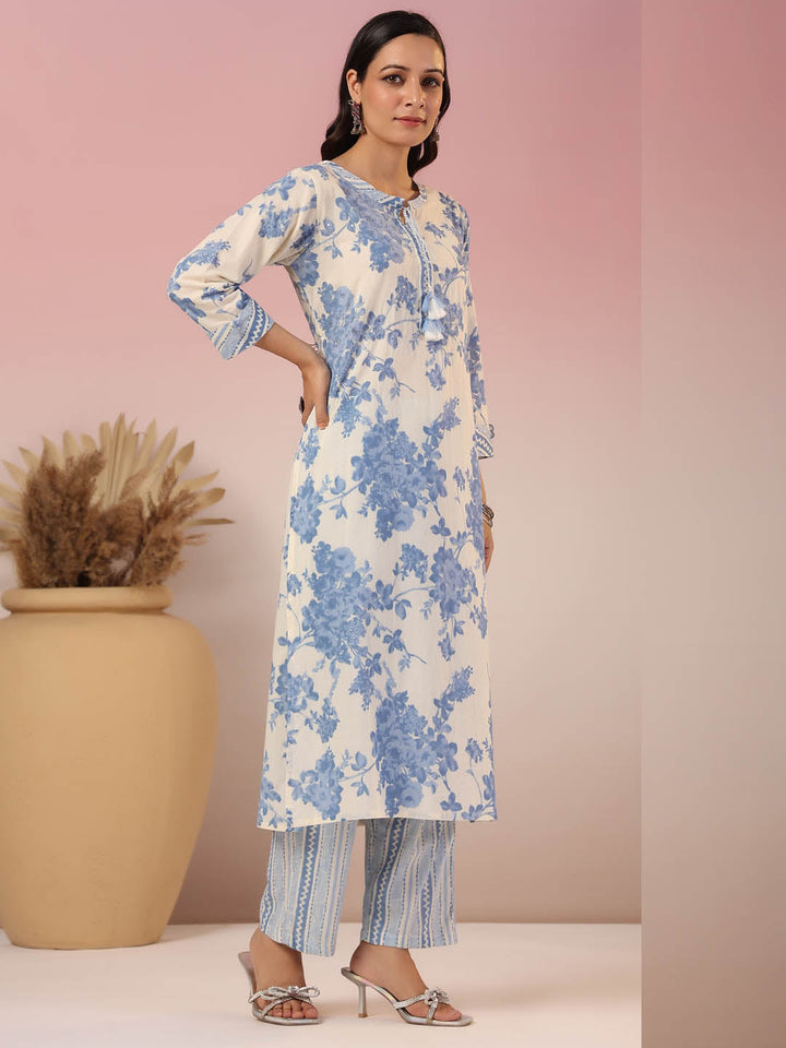 Floral Printed Cotton Kurta With Pants