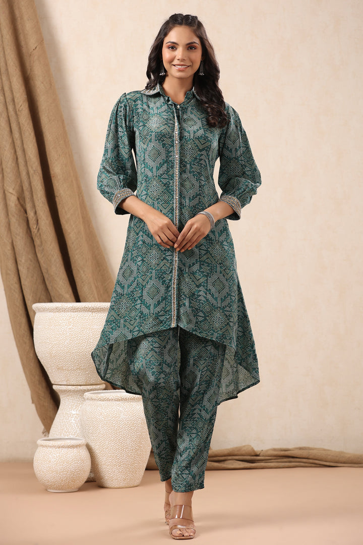 Bandhani Printed Crepe Kurti With Pants
