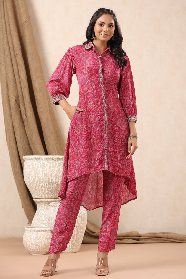 Bandhani Printed Crepe Kurti With Pants