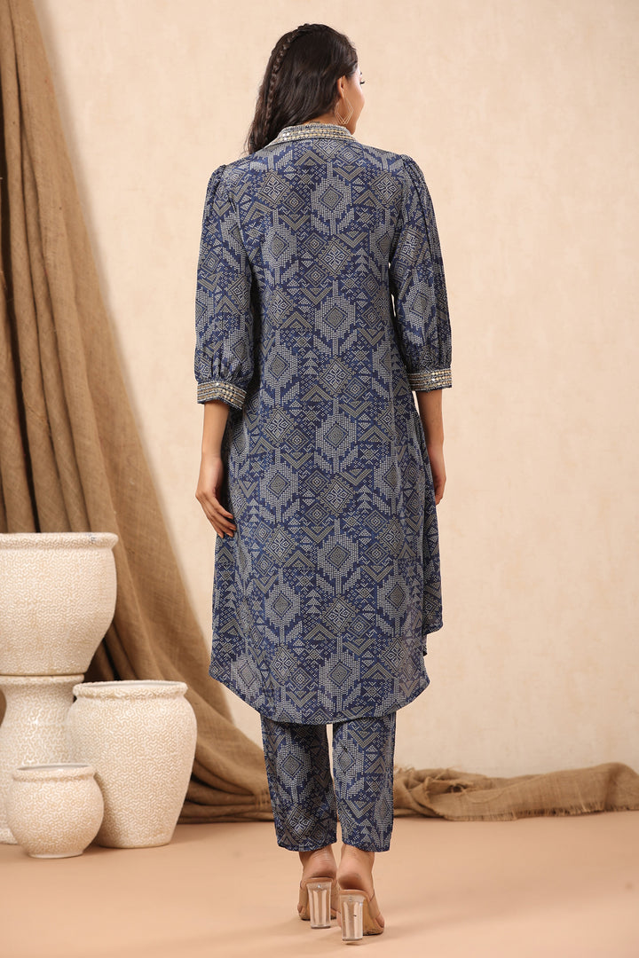 Bandhani Printed Crepe Kurti With Pants
