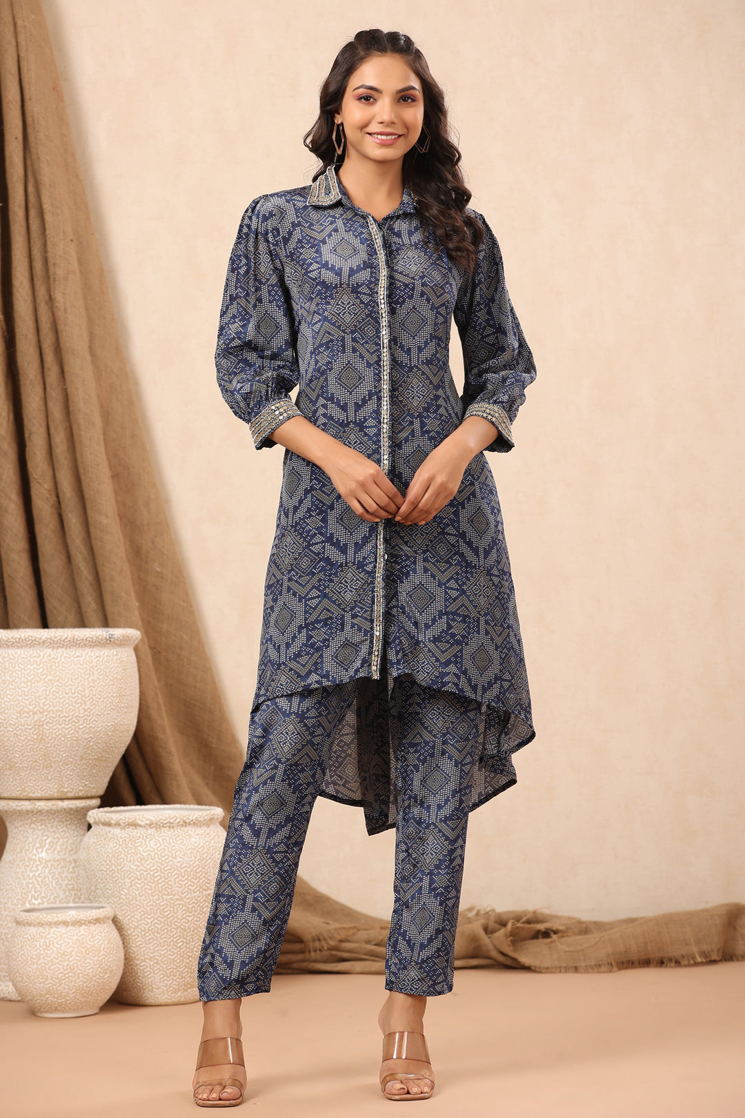 Bandhani Printed Crepe Kurti With Pants
