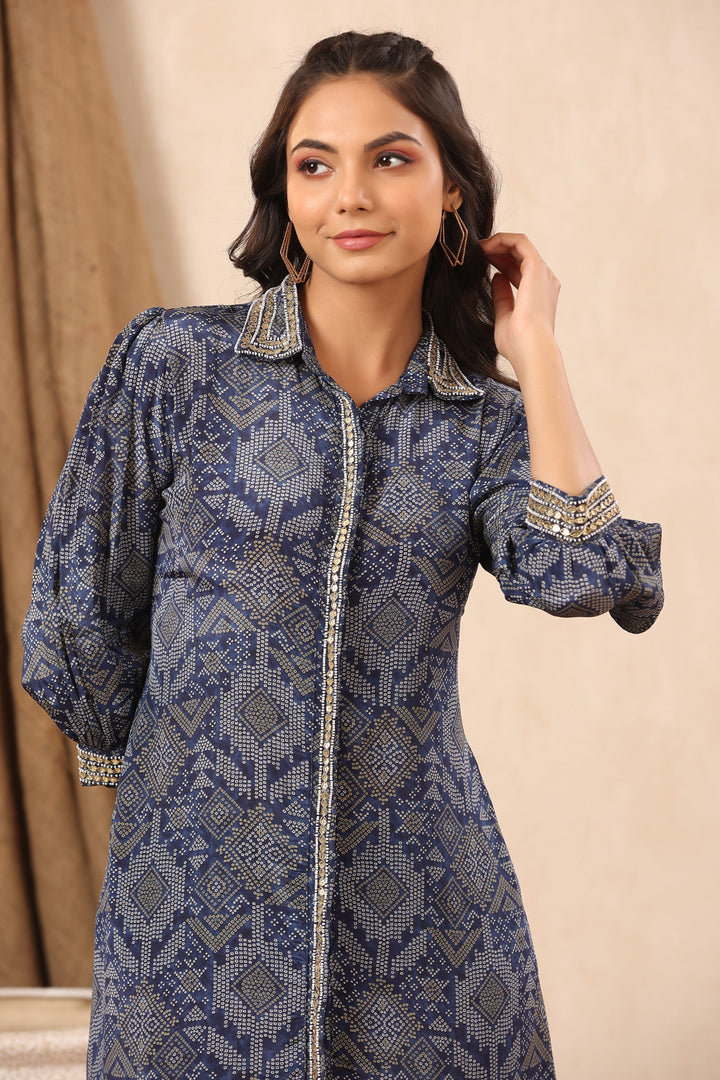 Bandhani Printed Crepe Kurti With Pants