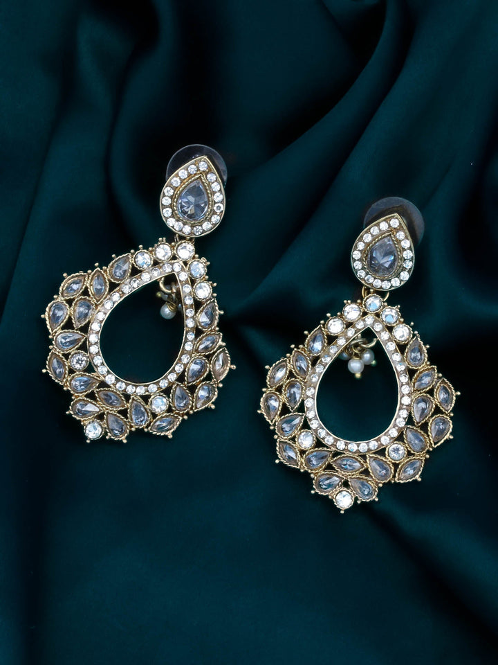 Gold &amp; White Drop Earrings
