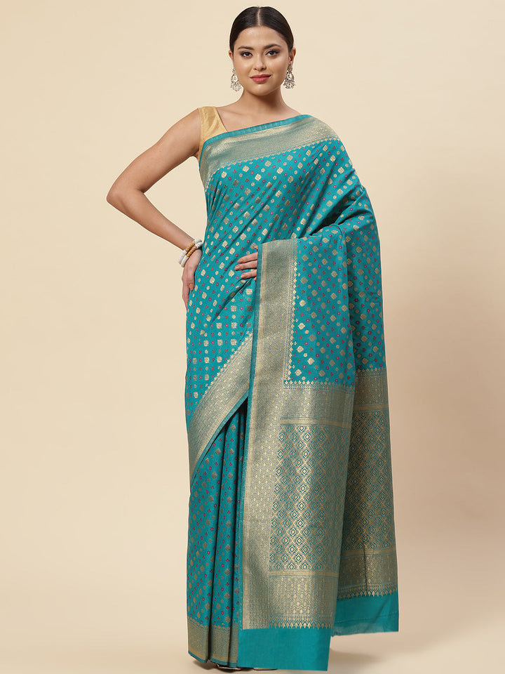 Zari Border Booti Handloom Woven Saree