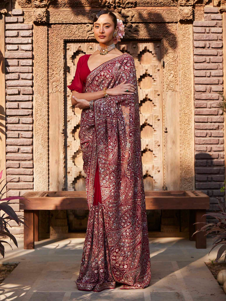 Resham Jaal Embroidered Georgette Saree