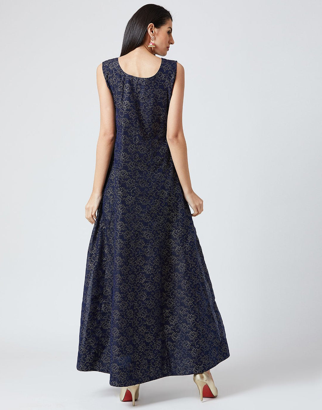 Navy Blue Cotton Chanderi Salwar Kameez