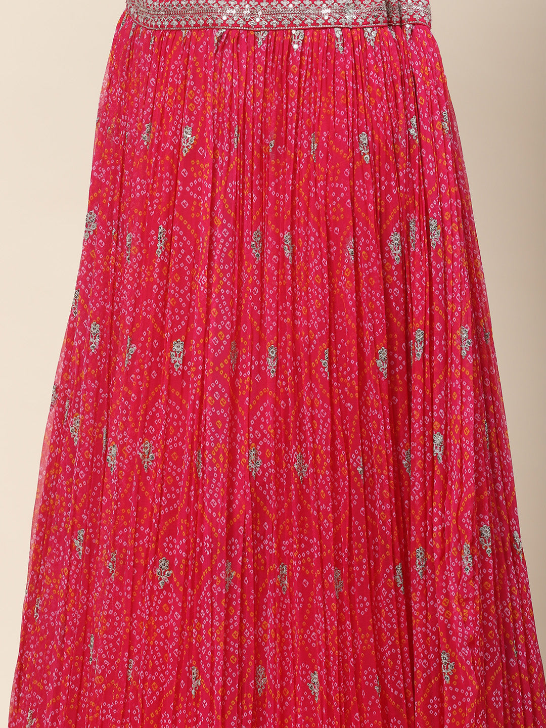 Bandhani Print Georgette Choli With Jacket, Choli &amp; Dupatta