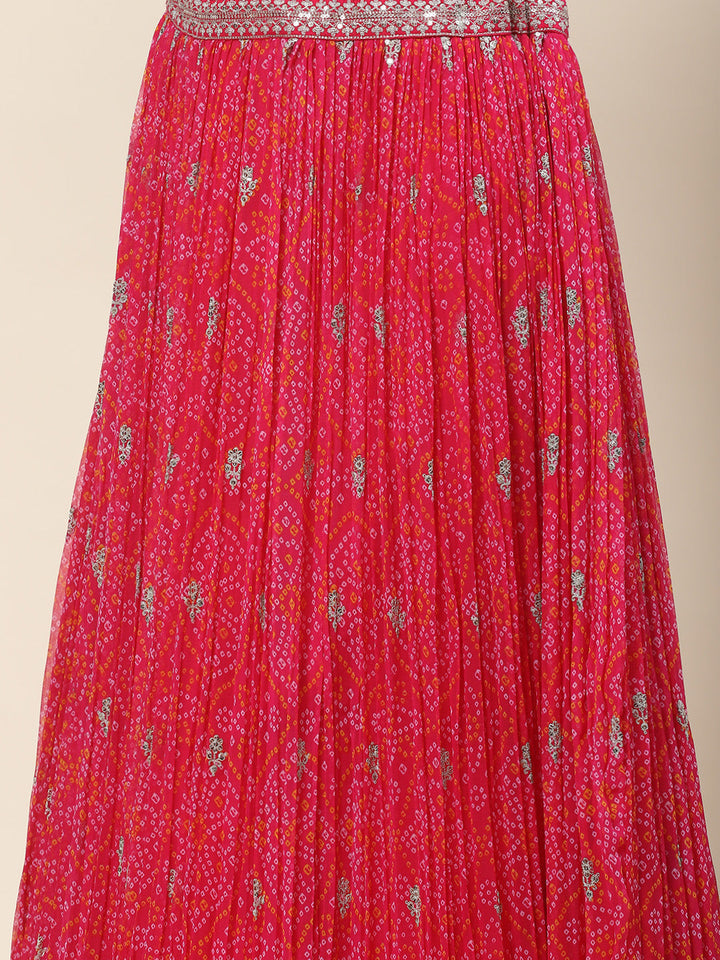 Bandhani Print Georgette Choli With Jacket, Choli &amp; Dupatta