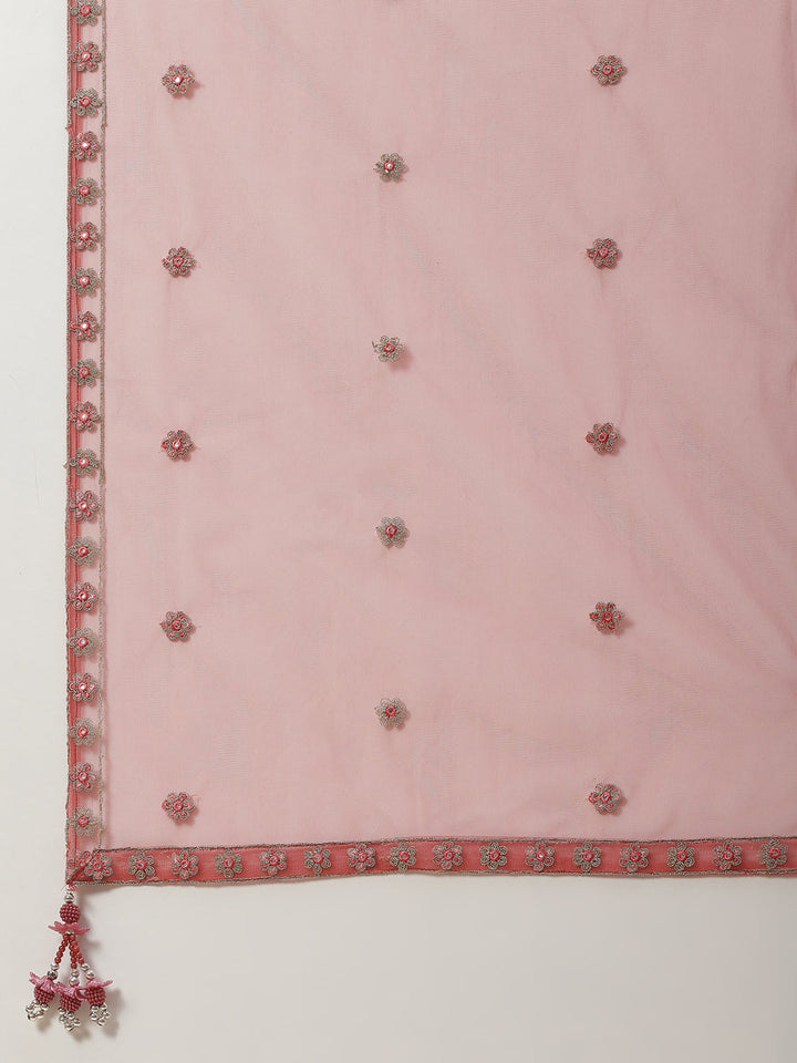 All Over Embroidered Crepe Choli With Lehenga &amp; Dupatta