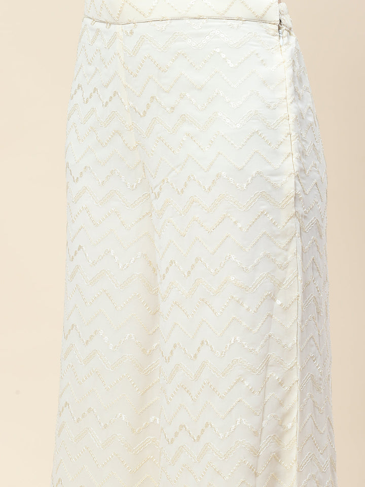 Sequin Embroidered Georgette Top Jacket With Palazzo &amp; Dupatta