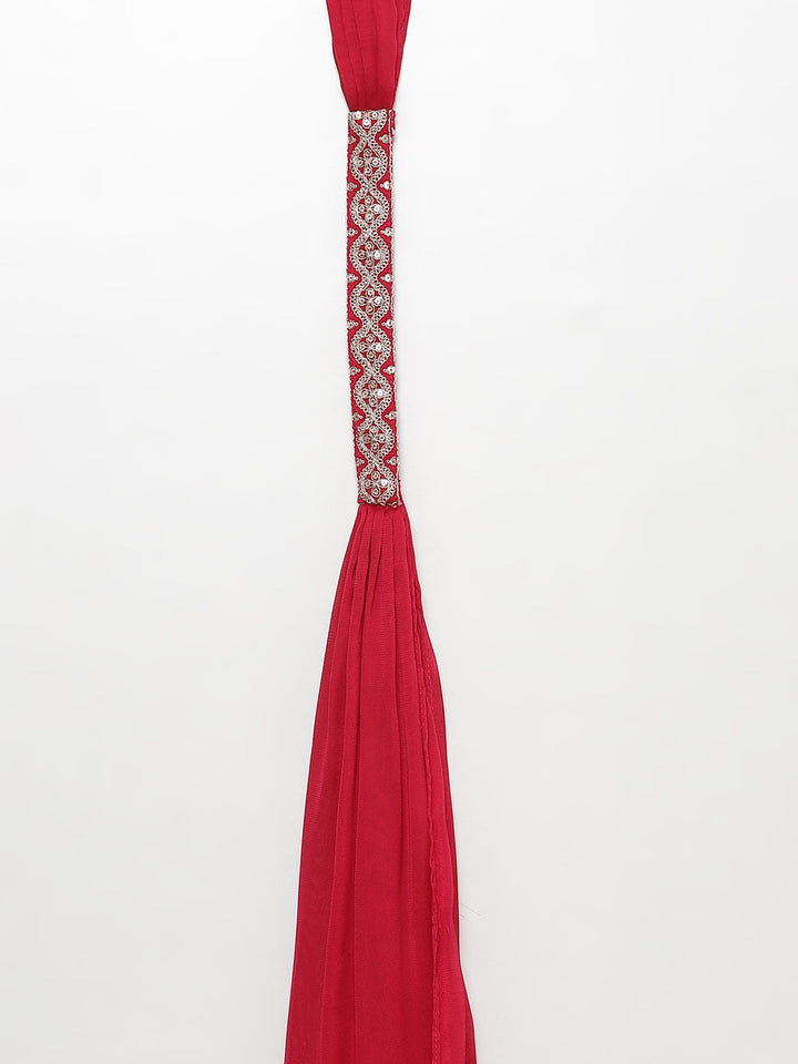 Floral Woven Georgette Kurta With Sharara &amp; Dupatta