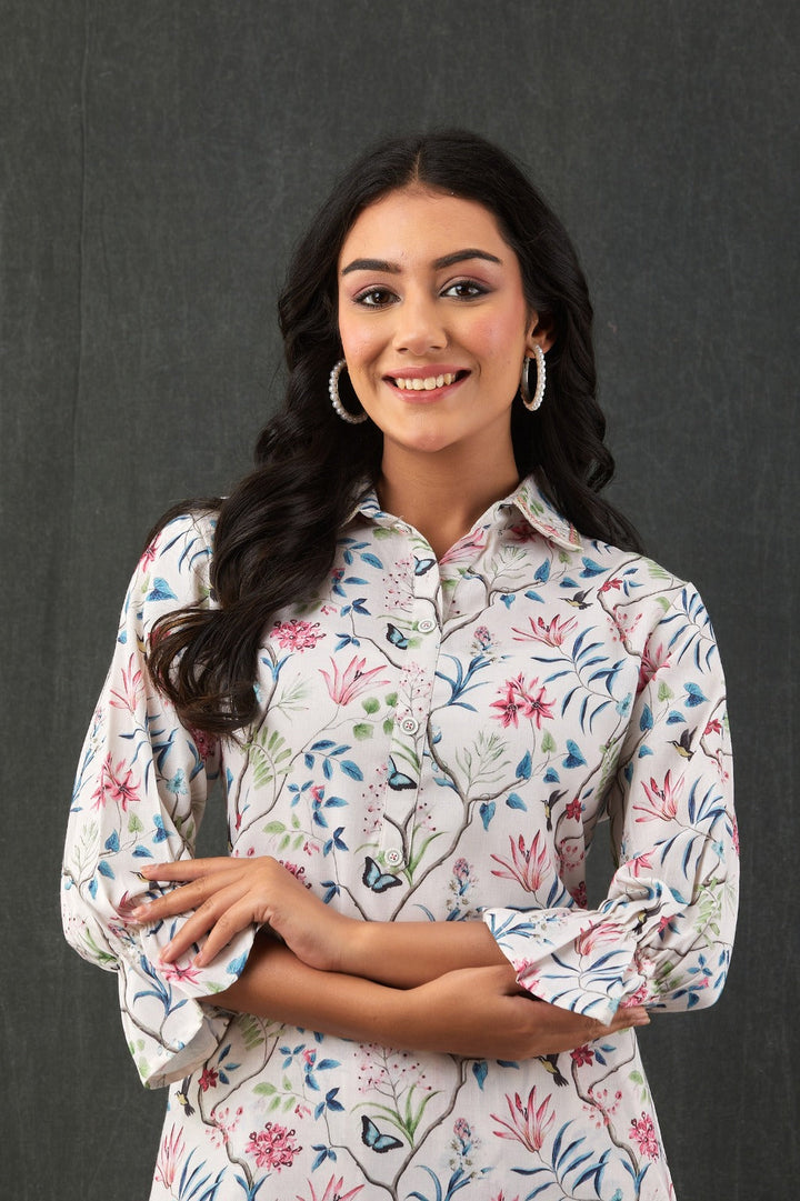 Printed Cotton Kurti With Pants