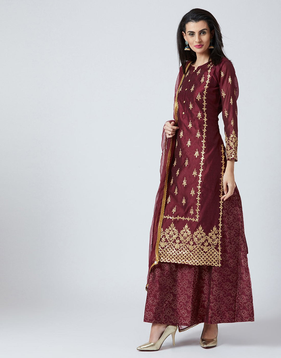 Navy Blue Cotton Chanderi Salwar Kameez