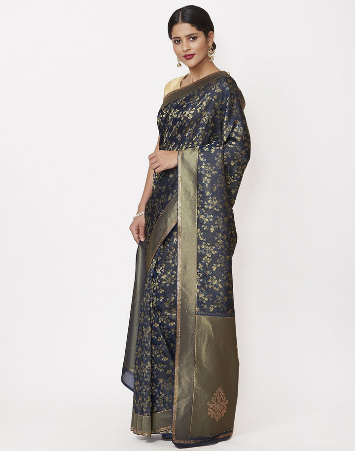 Peacock Blue Banarasi Woven Saree