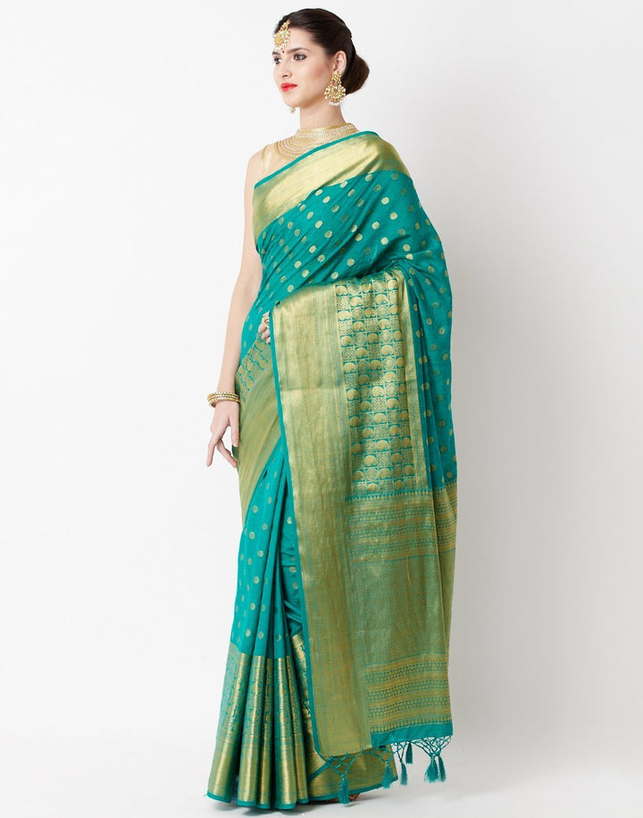 MBZ Meena Bazaar-Black Art Handloom Saree