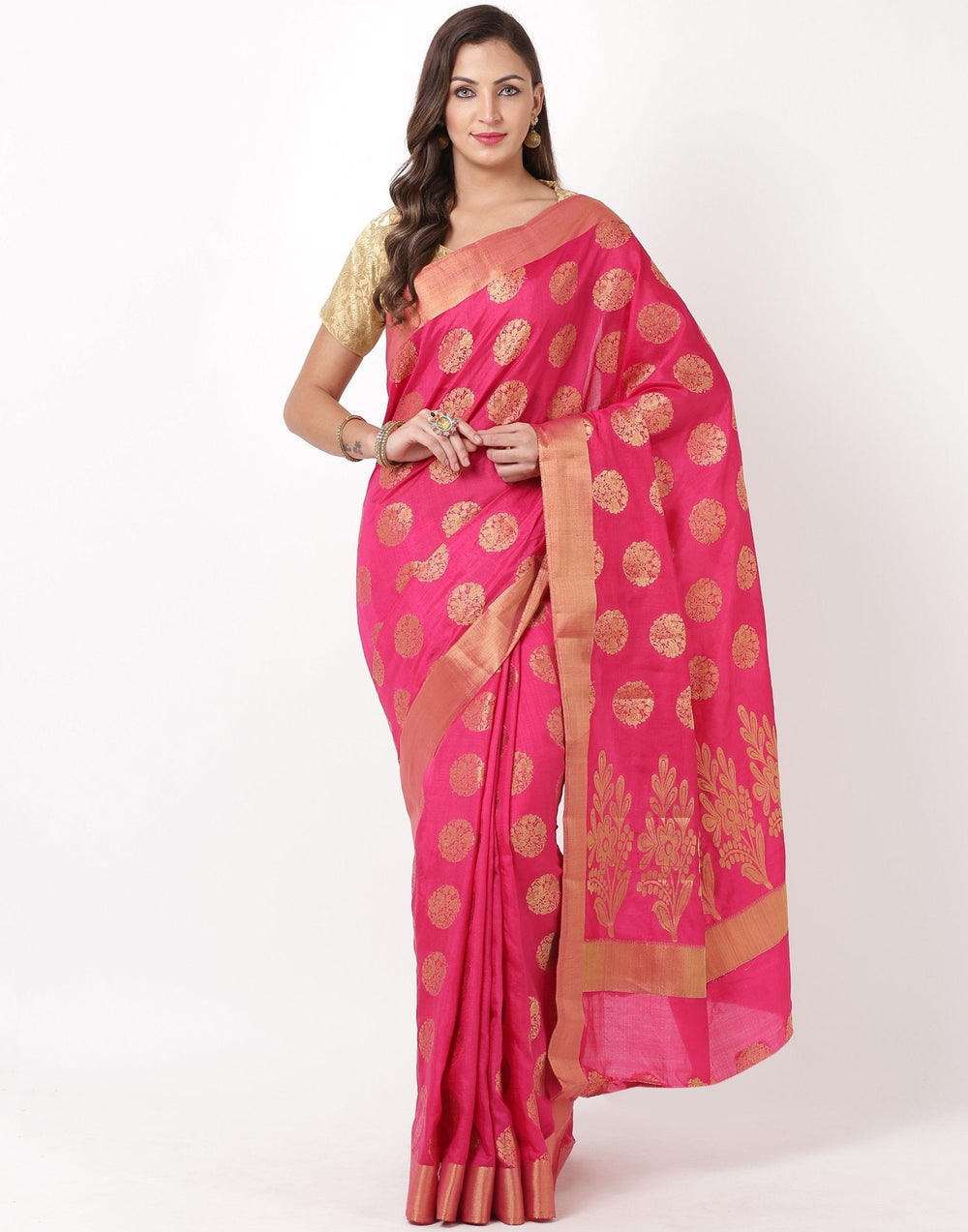 MBZ Meena Bazaar-Navy Blue Art Handloom Saree