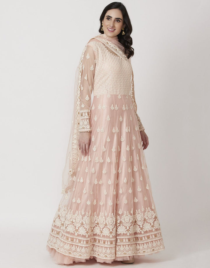 MBZ Meena Bazaar-Pink Net Salwar Kameez