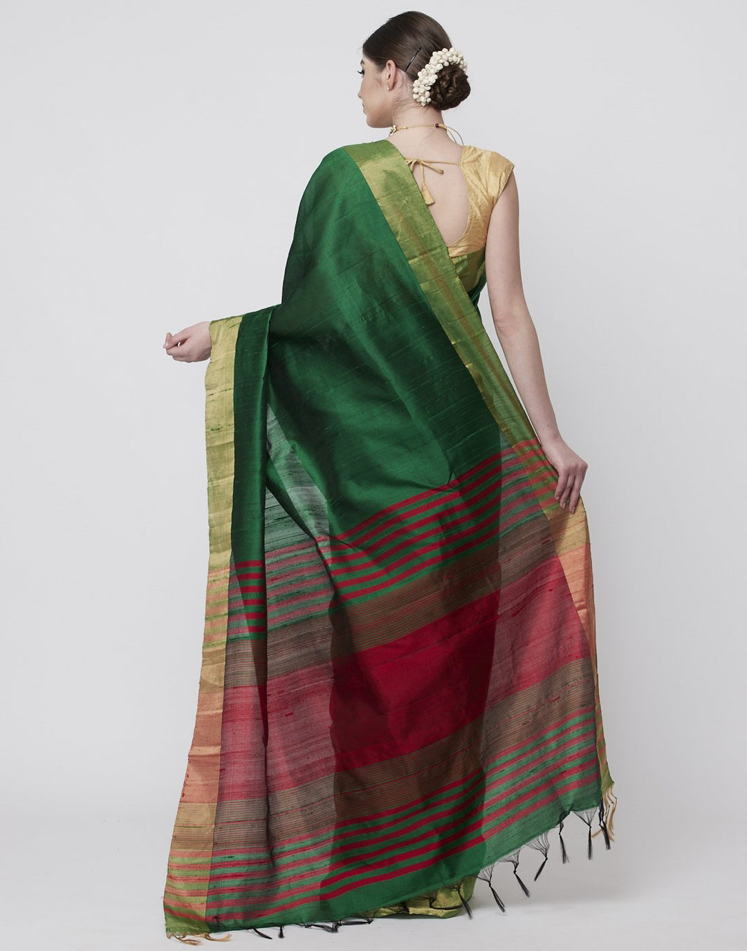 MBZ Meena Bazaar-Green Handloom Woven Saree