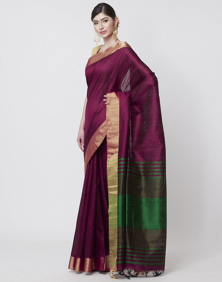 MBZ Meena Bazaar-Green Handloom Woven Saree
