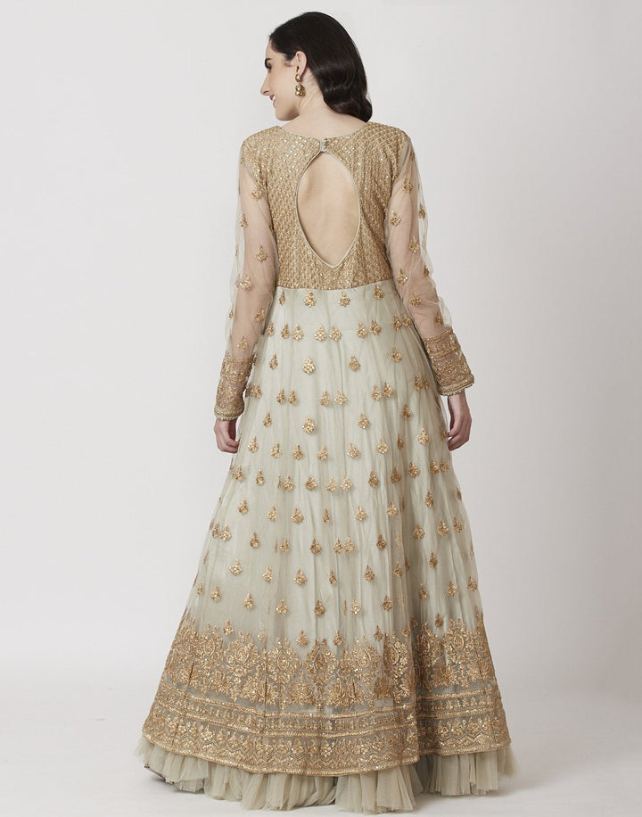 MBZ Meena Bazaar-Pista Green Net Salwar Kameez
