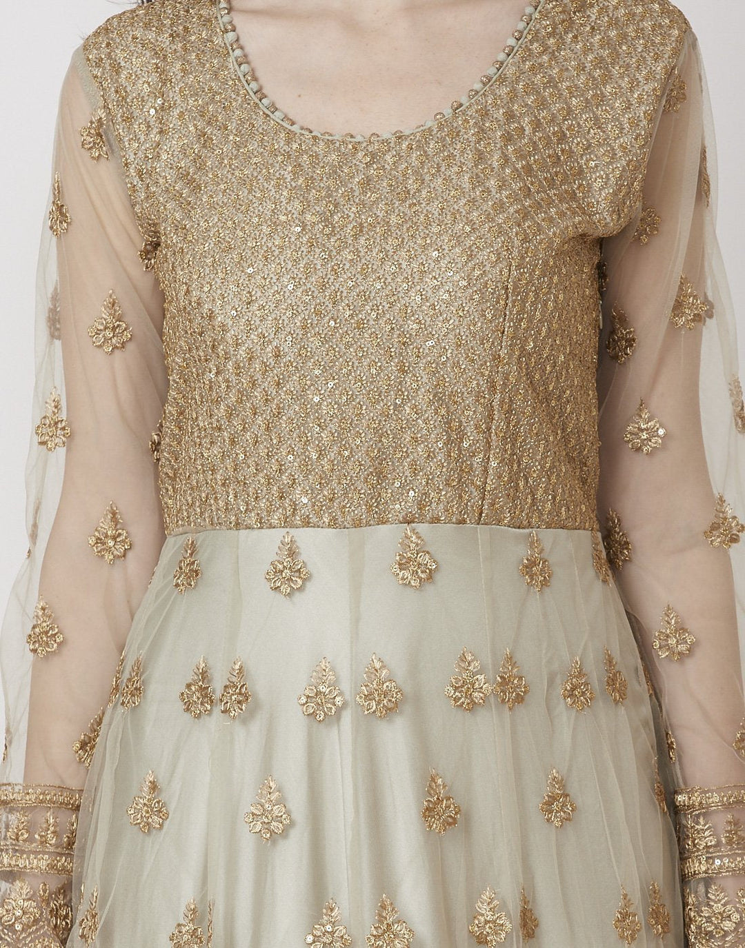MBZ Meena Bazaar-Pista Green Net Salwar Kameez
