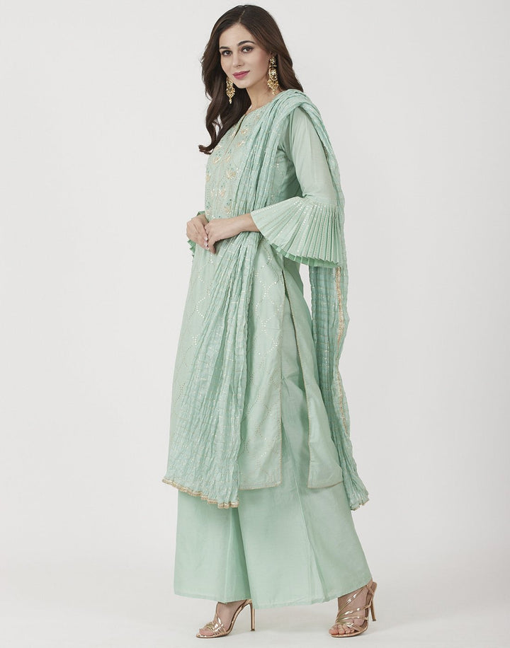 MBZ Meena Bazaar-Peach Cotton Chanderi Salwar Kameez