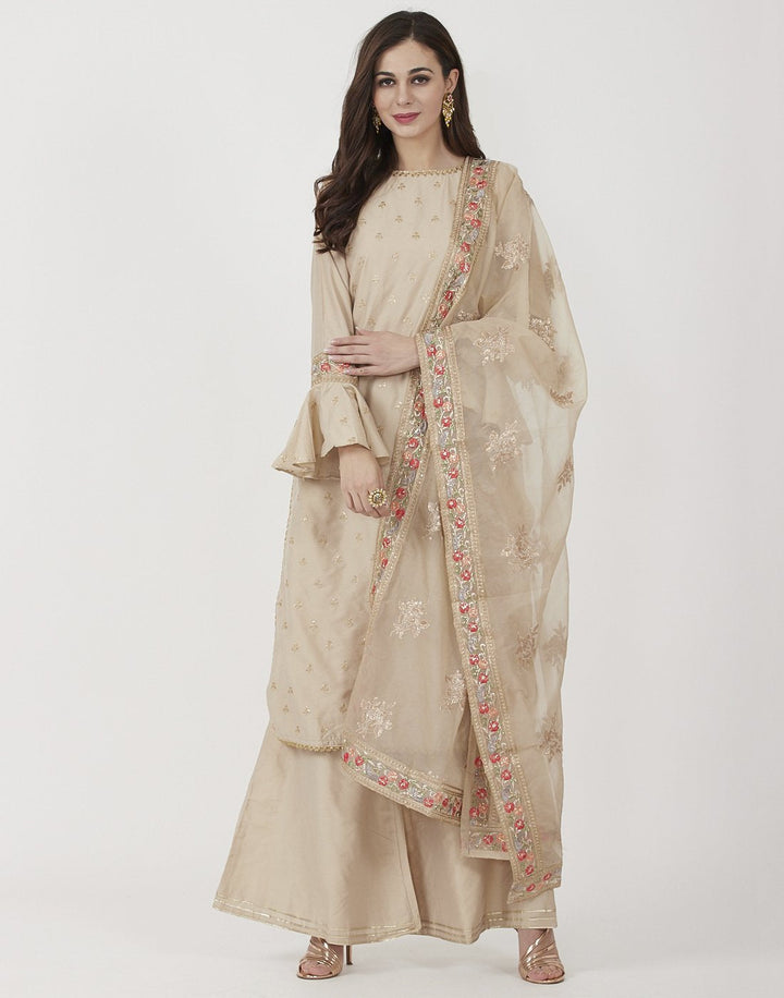 MBZ Meena Bazaar-Beige Cotton Salwar Kameez