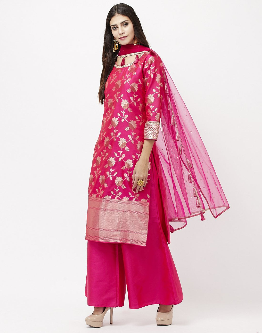 MBZ Meena Bazaar-Rani Dupion Art Handloom Salwar Kameez