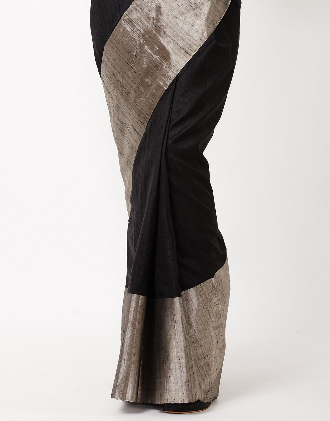 MBZ Meena Bazaar-Black Woven Handloom Saree