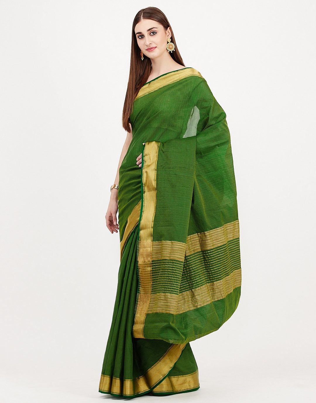 Green Art Handloom Woven Saree