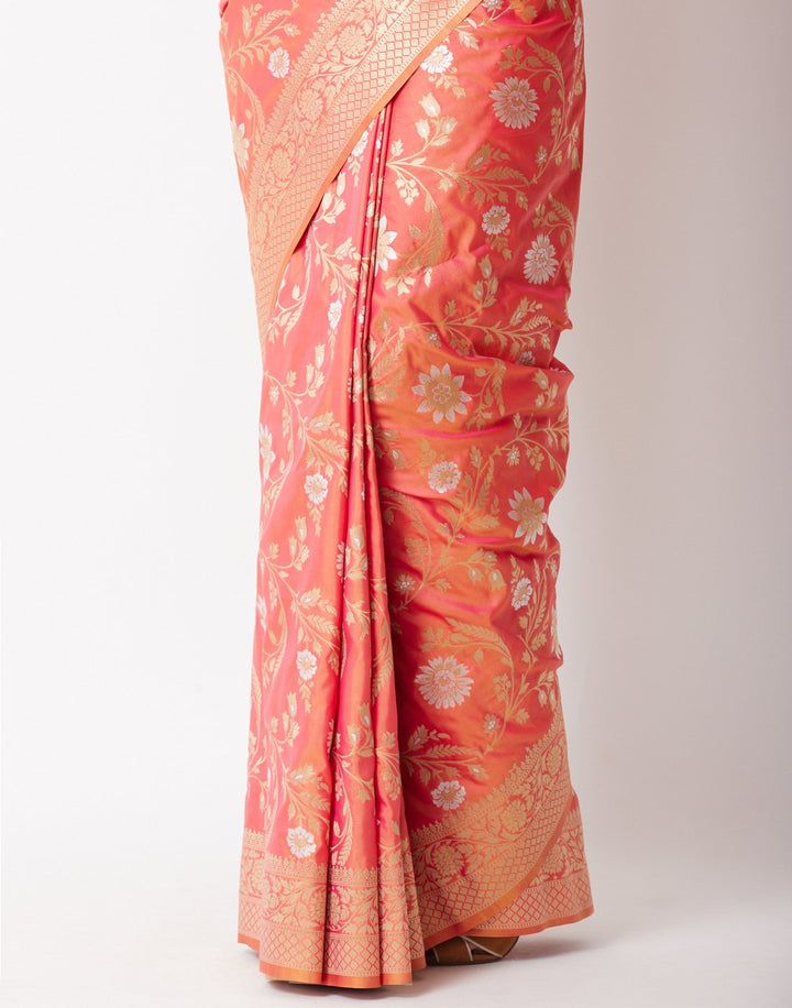 Orange Rani Banarasi Saree