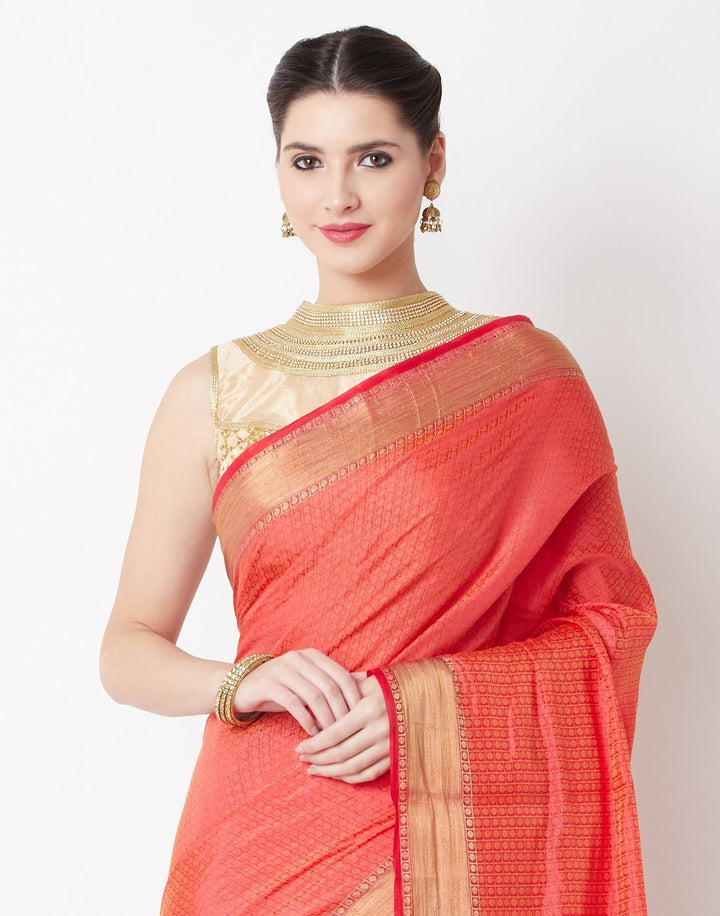 Red Art Handloom Saree