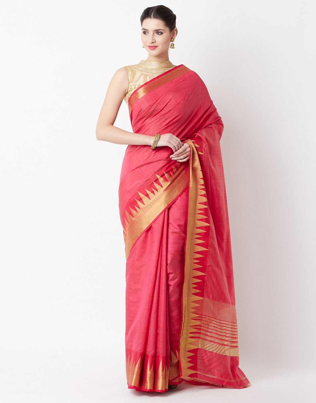 Hot Pink Art Handloom Saree
