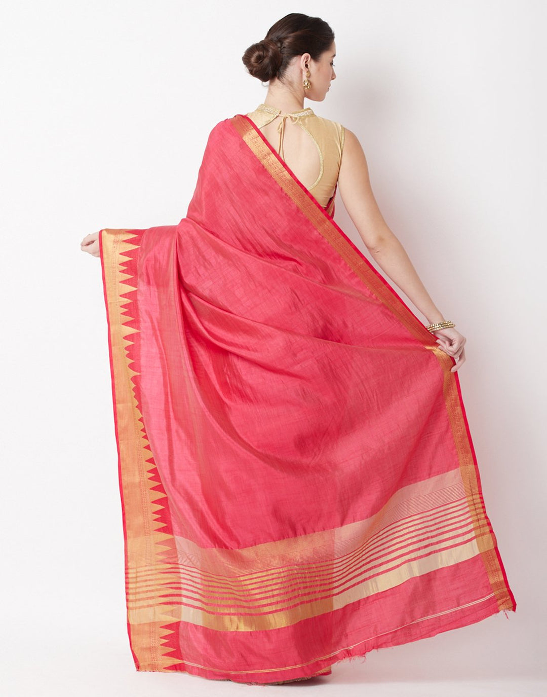 Hot Pink Art Handloom Saree