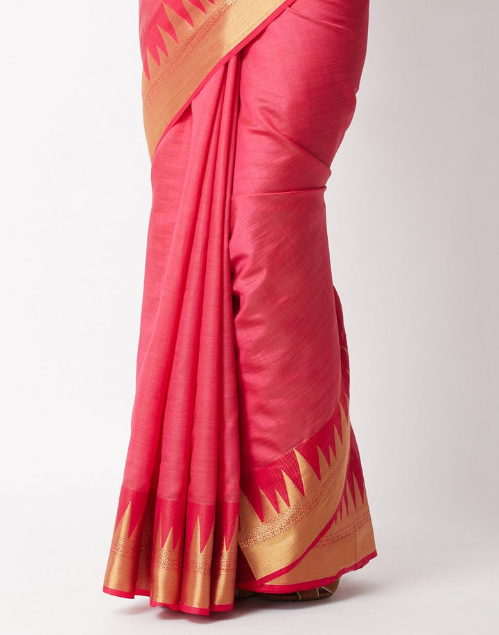 Hot Pink Art Handloom Saree