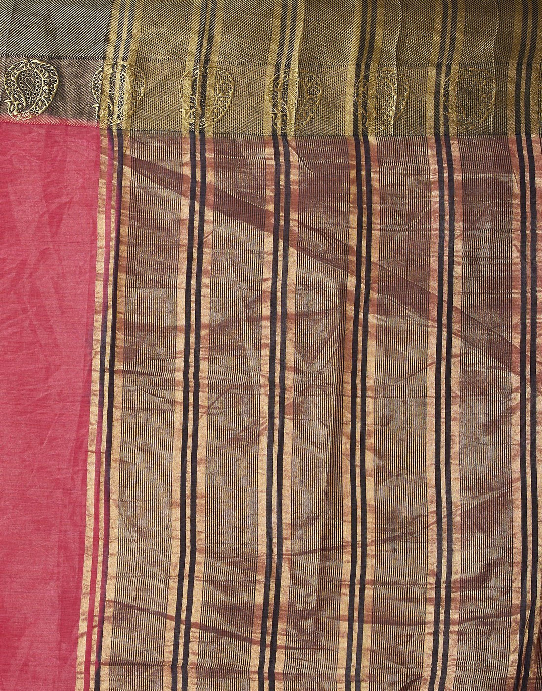 MBZ Meena Bazaar-Hot Pink Art Handloom Woven Saree