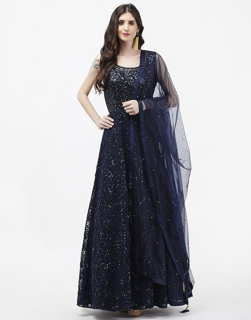 MBZ Meena Bazaar-Red Net Salwar Kameez