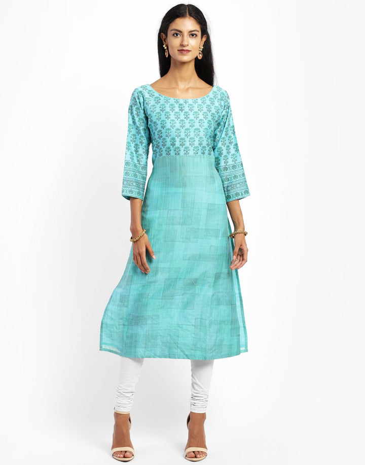 Printed Cotton Chanderi Kurti